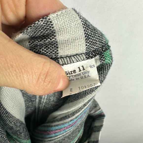 Vintage Womens Plaid Striped Pleated Wool Mid Skirt Size 11 Button Down USA - Picture 4 of 7